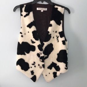Vintage Donny Brook cow print faux fur vest